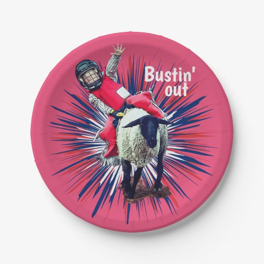 Westerne Rodeo Cowboy Cowgirl Mutton Busting Papieren Bordje (Voorkant)