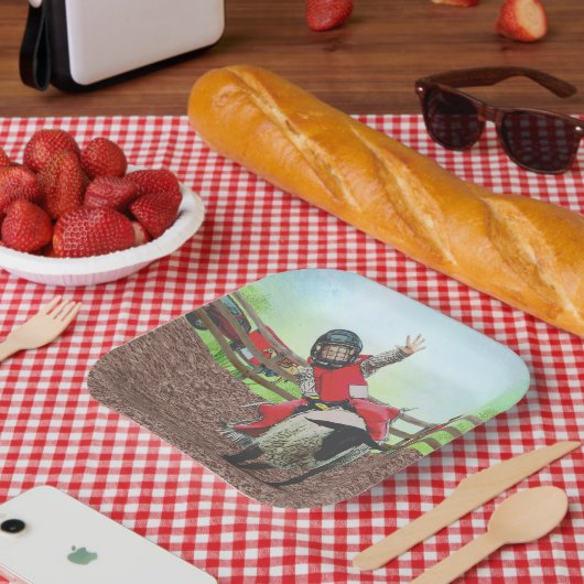 Westerne Rodeo Cowboy Cowgirl Mutton Busting Papieren Bordje (Picknick)