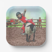 Westerne Rodeo Cowboy Cowgirl Mutton Busting Papieren Bordje (Voorkant)
