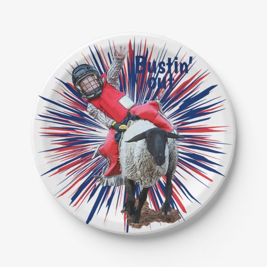 Westerne Rodeo Cowboy Cowgirl Mutton Busting Papieren Bordje (Voorkant)