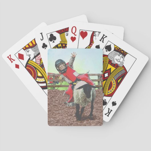 Westerne Rodeo Cowboy Cowgirl Mutton Busting Pokerkaarten (Achterkant)