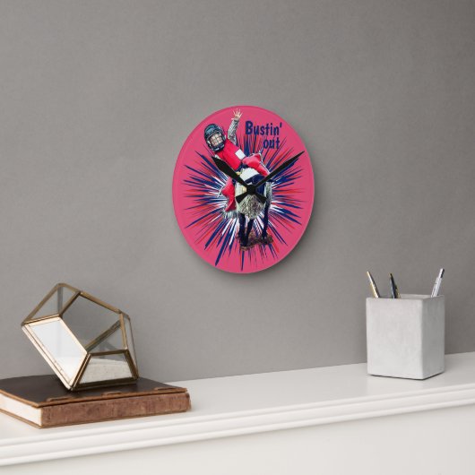 Westerne Rodeo Cowboy Cowgirl Mutton Busting Ronde Klok (Kantoor)