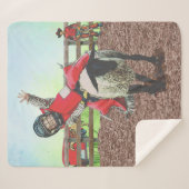 Westerne Rodeo Cowboy Cowgirl Mutton Busting Sherpa Deken (Voorkant (horizontaal))