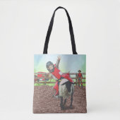 Westerne Rodeo Cowboy Cowgirl Mutton Busting Tote Bag (Voorkant)