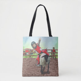 Westerne Rodeo Cowboy Cowgirl Mutton Busting Tote Bag