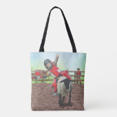 Westerne Rodeo Cowboy Cowgirl Mutton Busting Tote Bag (Achterkant)