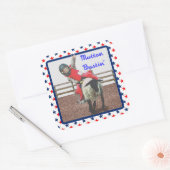 Westerne Rodeo Cowboy Cowgirl Mutton Busting Vierkante Sticker (Envelop)