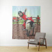 Westerne Rodeo Cowboy Cowgirl Mutton Busting Wandkleed (In situ)