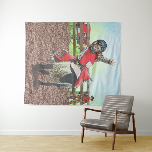 Westerne Rodeo Cowboy Cowgirl Mutton Busting Wandkleed (In Situ (horizontaal))