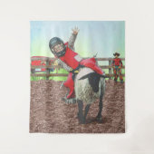 Westerne Rodeo Cowboy Cowgirl Mutton Busting Wandkleed (Voorkant)