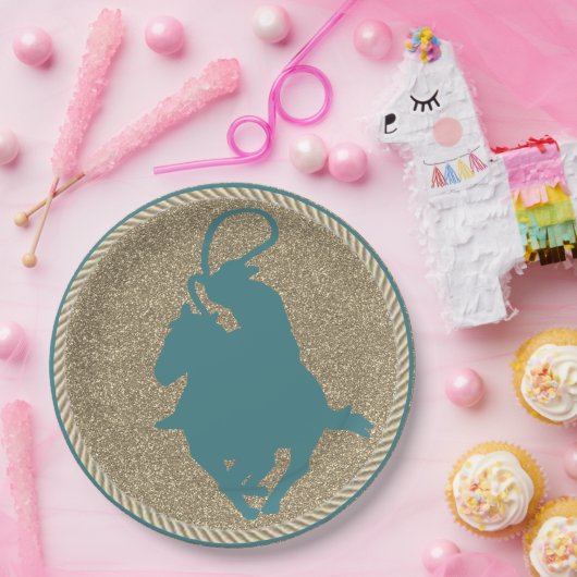 Westerne Rodeo Cowboy Cowgirl Roping Papieren Bordje (Feest)