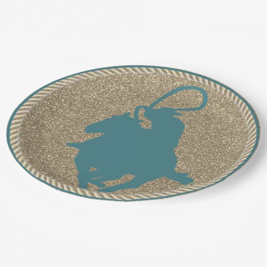 Westerne Rodeo Cowboy Cowgirl Roping Papieren Bordje (Gekanteld)