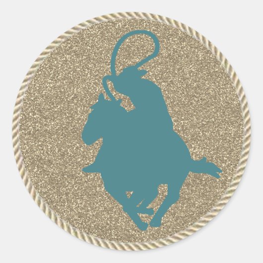 Westerne Rodeo Cowboy Cowgirl Roping Ronde Sticker (Voorkant)