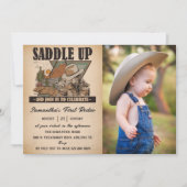 Westerne Rodeo Cowboy Eerste Rodeo Verjaardagsfoto Kaart (Voorkant)