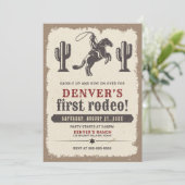 Westerne Rodeo Cowboy First Rodeo Birthday Kaart (Staand voorkant)