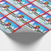 Westerne Rodeo Cowboy Kind Mutton Buster Snow Scen Cadeaupapier (Hoek)