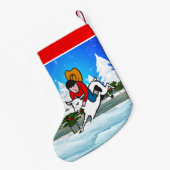 Westerne Rodeo Cowboy Kind Mutton Buster Snow Scen Kleine Kerstsok (Achterkant (Hangend))