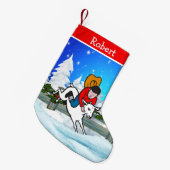 Westerne Rodeo Cowboy Kind Mutton Buster Snow Scen Kleine Kerstsok (Voorkant (Hangend))