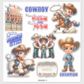 Westerne Rodeo Cowboy Kind Riding Events Aangepast Sticker (Vel)