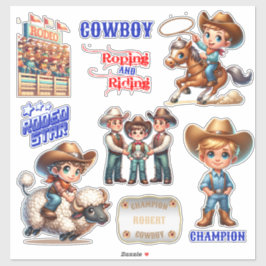 Westerne Rodeo Cowboy Kind Riding Events Aangepast Sticker