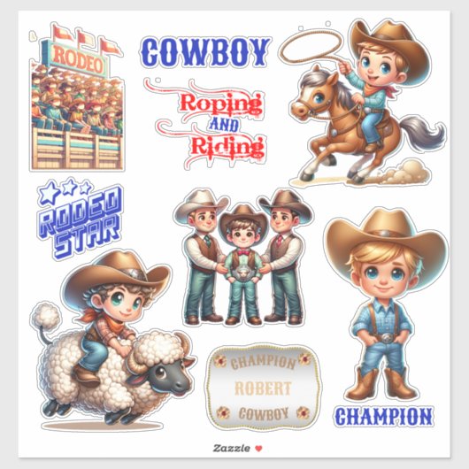 Westerne Rodeo Cowboy Kind Riding Events Aangepast Sticker (Vel)