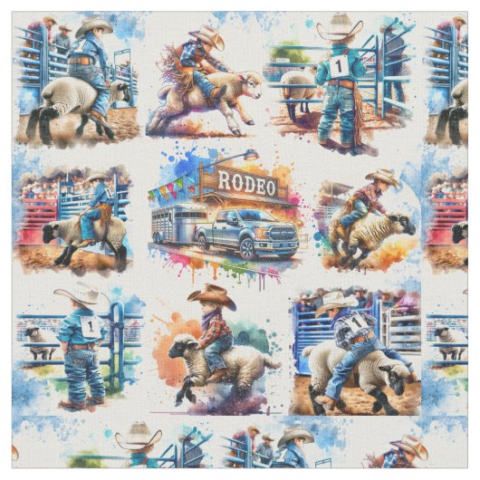 Westerne Rodeo Cowboy Kinder Mutton Busting Stof (Close Up)