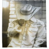 Westerne Rodeo Cowboy met zijn Pet neergeslagen Douchegordijn (Voorkant)