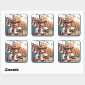 Westerne Rodeo Cowboy Mutton Busting Vierkante Sticker (Vel)