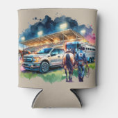 Westerne Rodeo Cowboy Roper Truck en Trailer Blikjeskoeler (Voorkant)