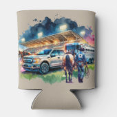 Westerne Rodeo Cowboy Roper Truck en Trailer Blikjeskoeler (Achterkant)