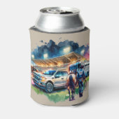 Westerne Rodeo Cowboy Roper Truck en Trailer Blikjeskoeler (Blikje Achterkant)