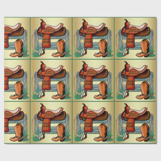 Westerne Rodeo Cowboy Saddle Boots Rope Grandfathe Cadeaupapier (Vlak)