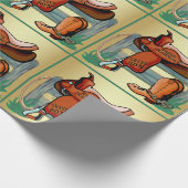 Westerne Rodeo Cowboy Saddle Boots Rope Grandson Cadeaupapier (Hoek)