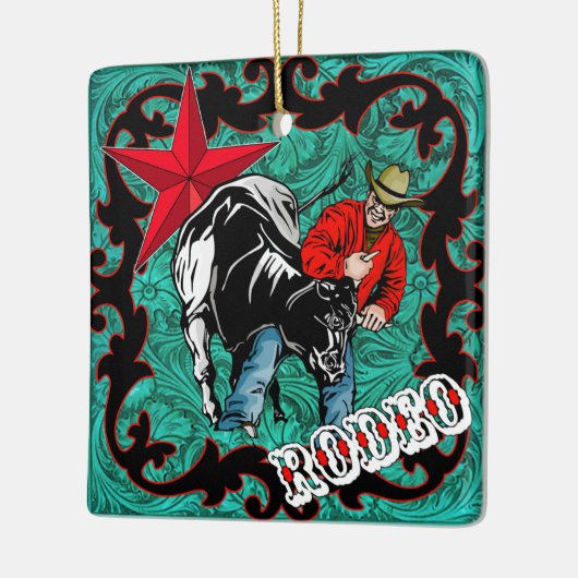 Westerne Rodeo Cowboy Steer Wrestling Ornament (Links)