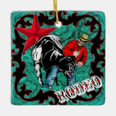 Westerne Rodeo Cowboy Steer Wrestling Ornament (Voorkant)