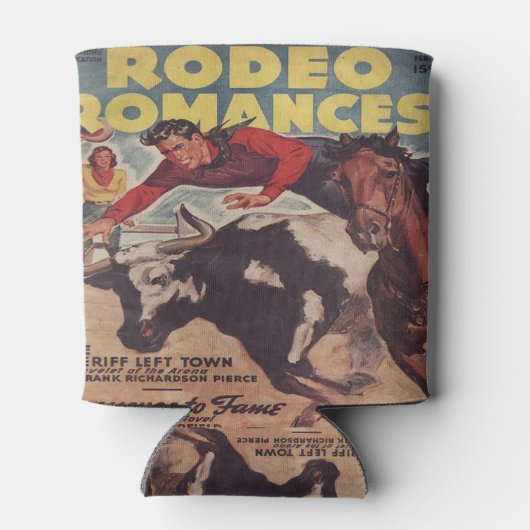 Westerne Rodeo Cowboy Steer Wrestling Rodeo Romanc Blikjeskoeler (Achterkant)