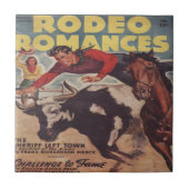 Westerne Rodeo Cowboy Steer Wrestling Rodeo Romanc Tegeltje (Voorkant)