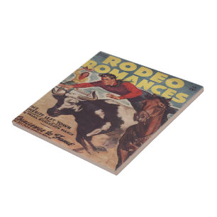 Westerne Rodeo Cowboy Steer Wrestling Rodeo Romanc Tegeltje