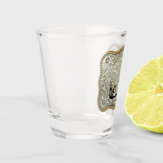 Westerne Rodeo Cowboy Team Roping Belt Buckle Shot Glas (Links)