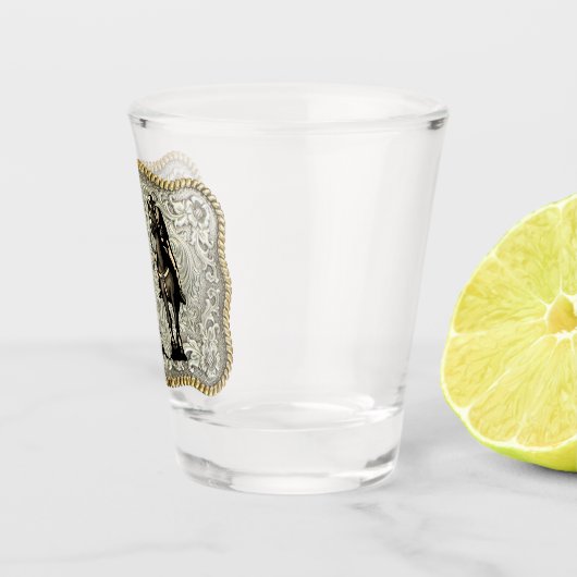 Westerne Rodeo Cowboy Team Roping Belt Buckle Shot Glas (Rechts)