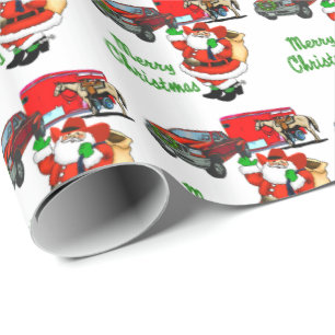 Westerne Rodeo Cowboy Truck Trailer Santa Christma Cadeaupapier