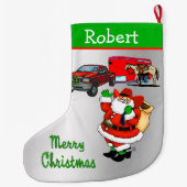 Westerne Rodeo Cowboy Truck Trailer Santa Christma Grote Kerstsok (Achterkant)