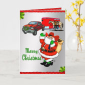 Westerne Rodeo Cowboy Truck Trailer Santa Christma Kaart (Gele Bloem)