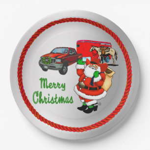 Westerne Rodeo Cowboy Truck Trailer Santa Christma Papieren Bordje