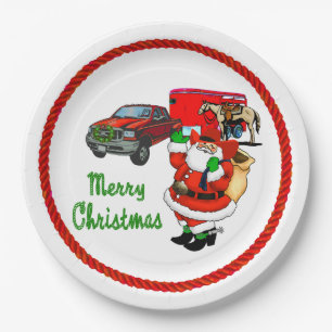 Westerne Rodeo Cowboy Truck Trailer Santa Christma Papieren Bordje
