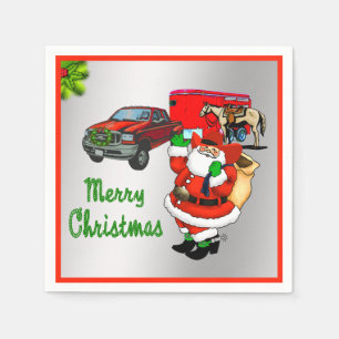 Westerne Rodeo Cowboy Truck Trailer Santa Christma Servet