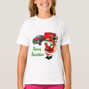 Westerne Rodeo Cowboy Truck Trailer Santa Christma T-shirt