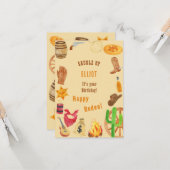 Westerne rodeo cowboy verjaardag blije rodeo kaart (Voorkant / Achterkant in situ)