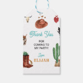 Westerne Rodeo Cowboy Verjaardag Dank je Label Cadeaulabel (Voorkant)