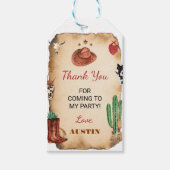 Westerne Rodeo Cowboy Verjaardag Dank je Label Cadeaulabel (Voorkant)